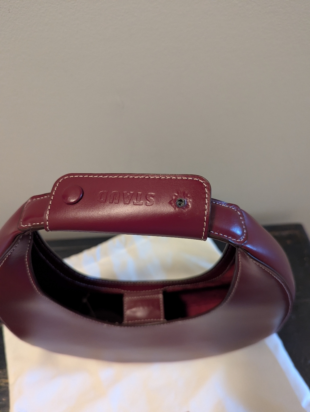 STAUD Crescent Leather Shoulder Bag in Raspberry - Picture 7 of 7